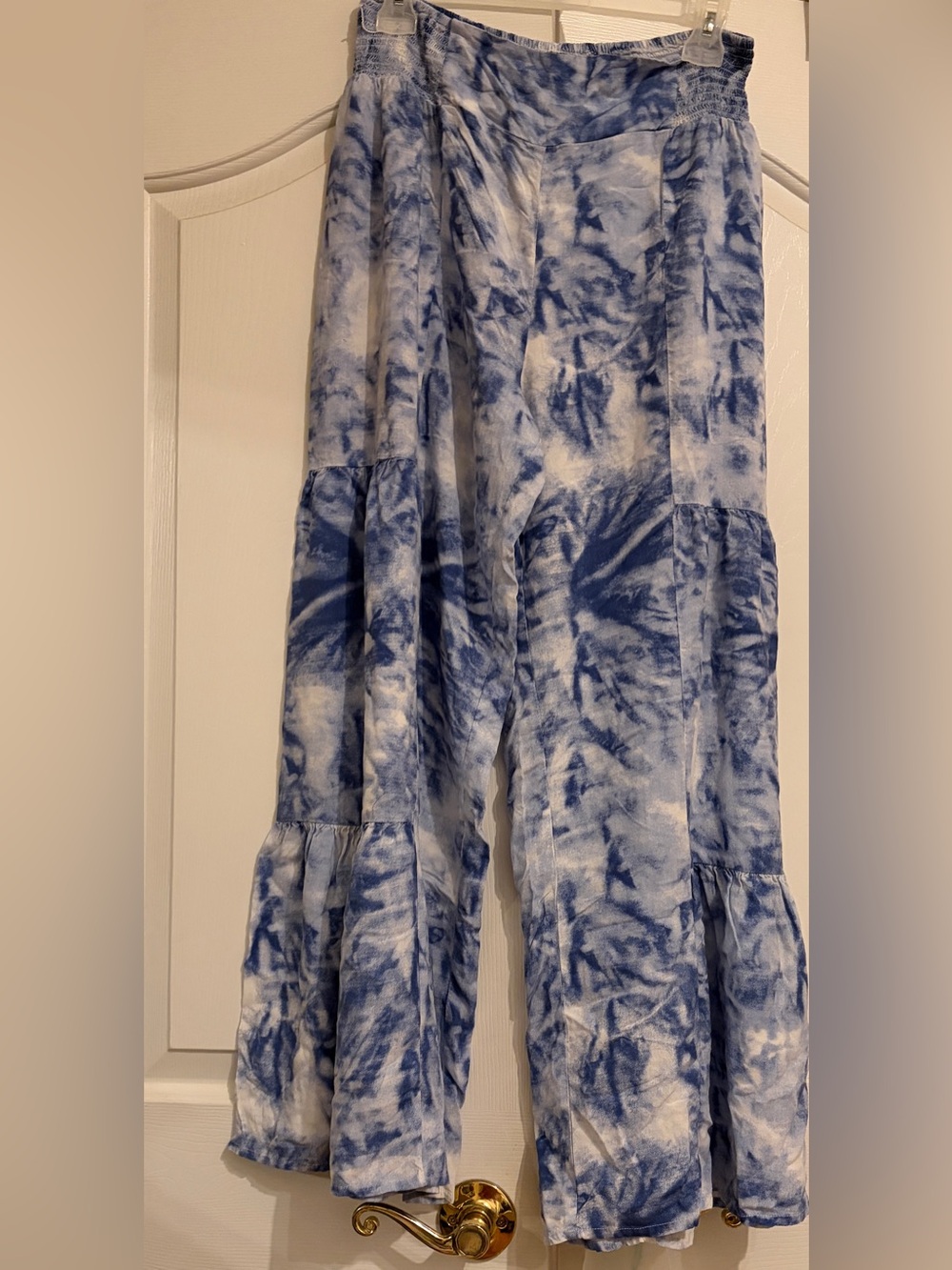 Soft Sport Wide-Leg Tie-Dye Blue & White Palazzo Pants